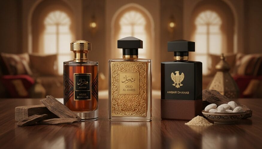 parfumuri arăbești persistente pentru bărbați – sticle elegante de parfum arabesc masculin cu note de oud, mosc și ambră